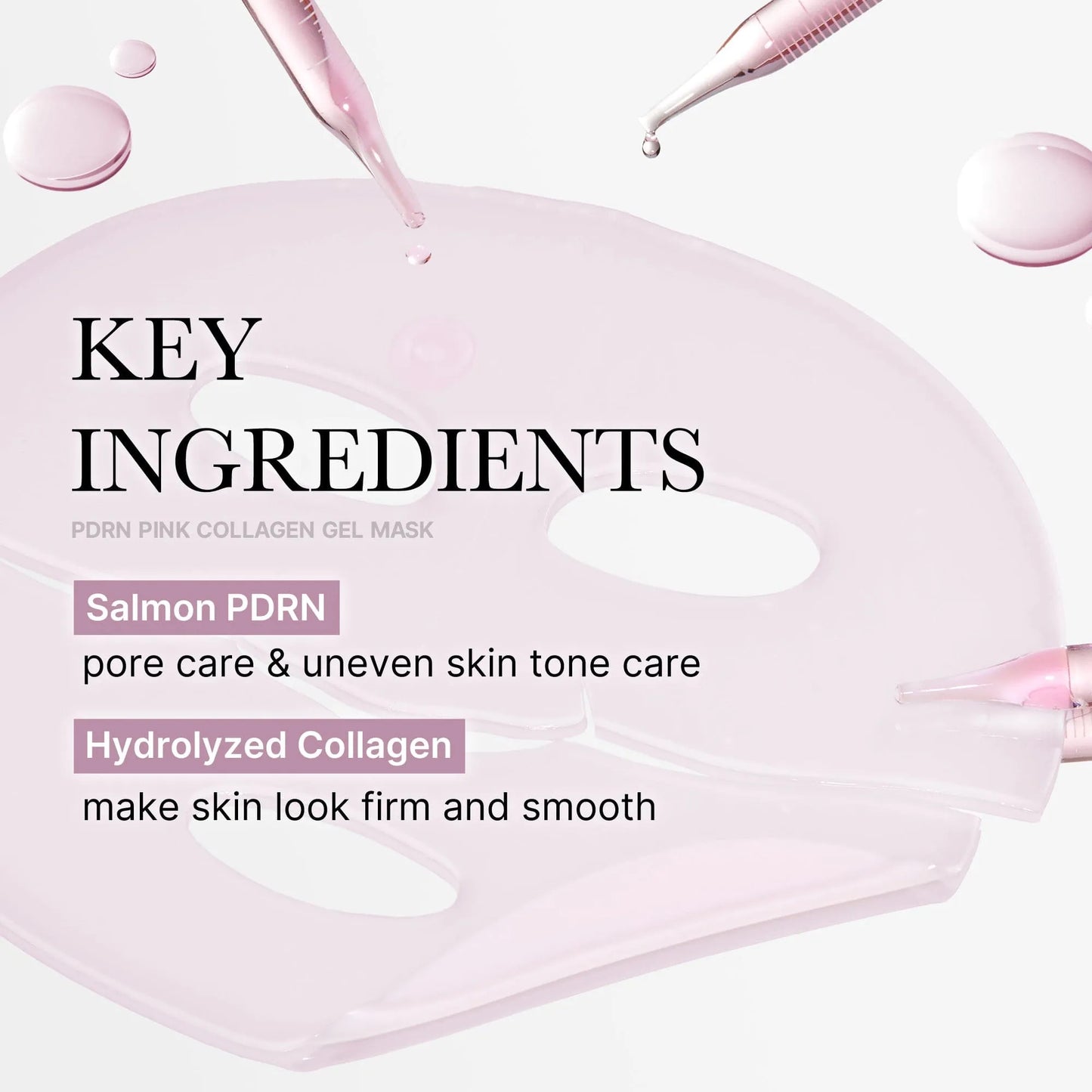 PDRN Pink Collagen Gel Mask 4 Sheets Salmon DNA Color Changing Pink Glow Collagen Facial Mask Korean Skincare