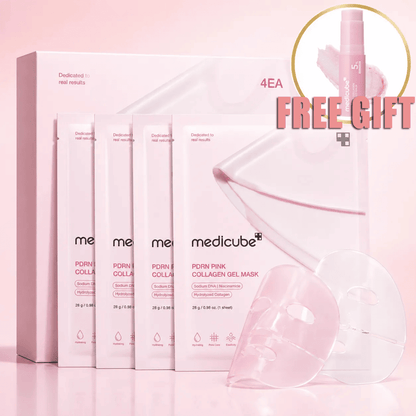PDRN Pink Collagen Gel Mask 4 Sheets Salmon DNA Color Changing Pink Glow Collagen Facial Mask Korean Skincare