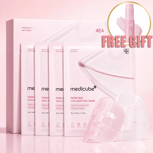 PDRN Pink Collagen Gel Mask 4 Sheets Salmon DNA Color Changing Pink Glow Collagen Facial Mask Korean Skincare