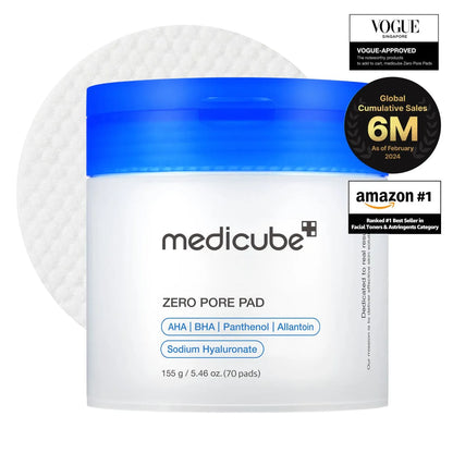 Toner Pads Zero Pore Pad 2.0 | Dual-Textured Facial Pad for Exfoliation and Pore Care with 4.5% AHA Lactic Acid, 0.45% BHA Salicylic Acid | Ideal for All, Korean Skin Care, 70 Pads (1 Pack)
